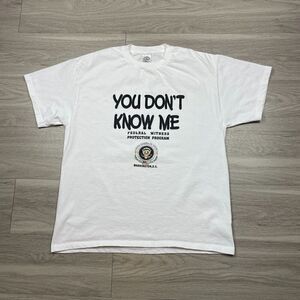 Vintage Shirt Mens Large White Funny You Dont Know Me Witness Protection 90s